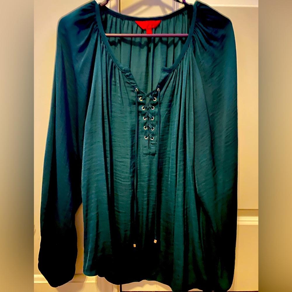 Green silk blouse, large